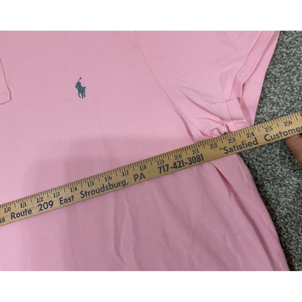 Polo Ralph Lauren Short Sleeve Polo Shirt Men's XXL Classic Fit Pink Grey Pony - Picture 5 of 7
